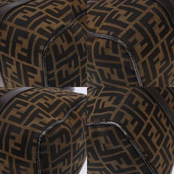 FENDI Zucca Canvas Hand Bag Brown Black Gold - Picture 10 of 12